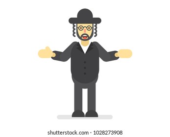 The Jew stands and spreads his hands, vector