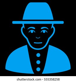 Jew vector icon. Flat blue symbol. Pictogram is isolated on a black background. Designed for web and software interfaces.