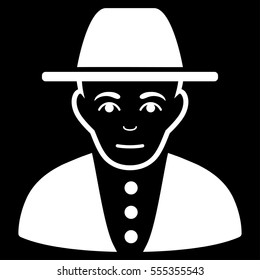 Jew vector icon. Flat white symbol. Pictogram is isolated on a black background. Designed for web and software interfaces.