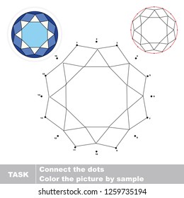 Jewel blue stone. Dot to dot educational game for kids.