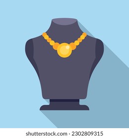 Jewel bust icon flat vector. Fashion chain. Diamond ring