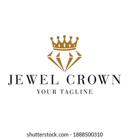 Jewel Crown Logo Design Vector