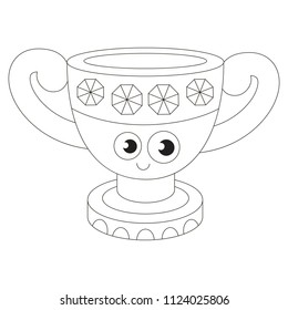 Jewel Cup cartoon. Outlined illustration with thin line black stroke