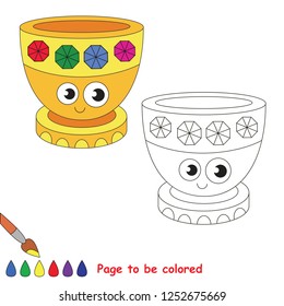 Jewel golden cup funny smiley to be colored, the coloring book for preschool kids with easy educational gaming level.