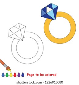Jewel golden ring to be colored, the coloring book for preschool kids with easy educational gaming level.