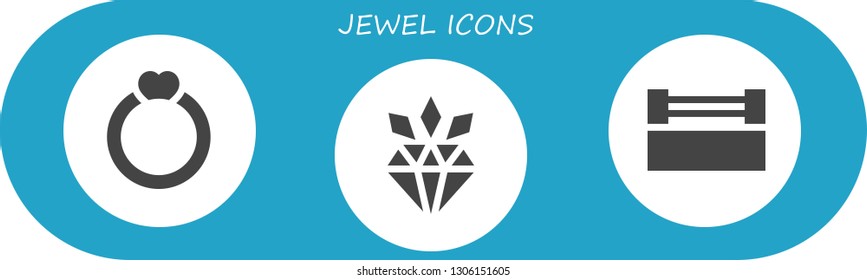 jewel icon set. 3 filled jewel icons.  Collection Of - Ring, Diamond