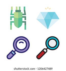 jewel icon set. vector set about loupe, diamond and beetle icons set.