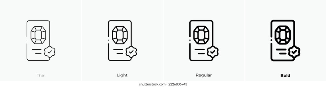 jewel icon. Thin, Light Regular And Bold style design isolated on white background