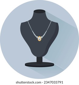 jewel necklace flat icon vector illustration, diamond, pearl, girl accessories