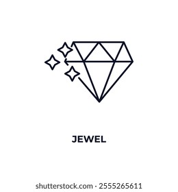 jewel outline icon. Linear vector from fashion concept. Thin line jewel icon isolated on white background
