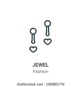 Jewel outline vector icon. Thin line black jewel icon, flat vector simple element illustration from editable fashion concept isolated on white background