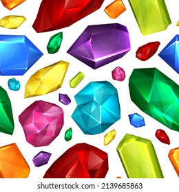 Jewel pattern. Shiny colored gems illustrations for textile design projects decent vector seamless background