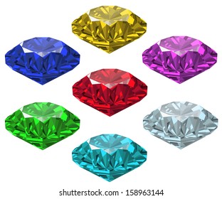 Jewel set. Vector illustration.Ruby,brilliant,sapphire,emerald.