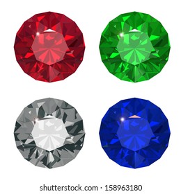 Jewel set. Vector illustration.Ruby,brilliant,sapphire,emerald.