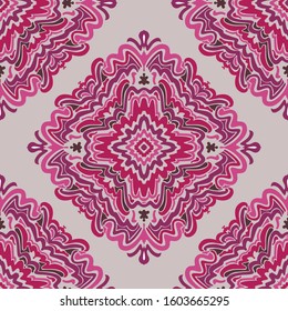 Jewel Tone Ethnic swirl diamonds vector repeat pattern