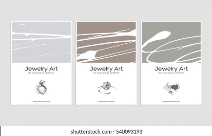 Jewel Vector Abstract Cards Template With Hand Drawn Rings And Diamond