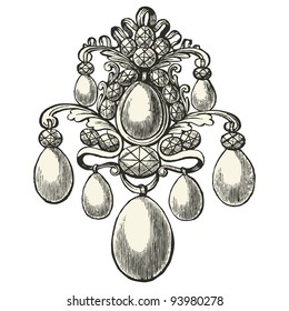 Jewel -  vintage engraved illustration - "L'industrie et l'art décoratif aux deux derniers siècles" ed. Firmin-Didot - Paris