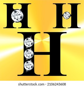 Jeweled H logo, gemstone styled letters, vector illustration.  Gem stoned figures from A to Z and zero to nine logos. Brilliant the letter H with gem.
