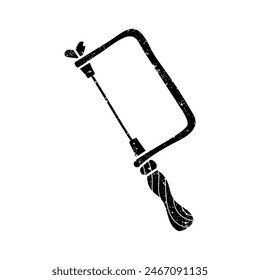 Jeweler adjustable saw black hand drawn icon in grunge look