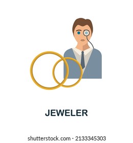 Jeweler flat icon. Colored element sign from creative professions collection. Flat Jeweler icon sign for web design, infographics and more.