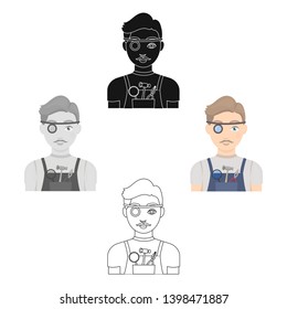 Jeweler icon in cartoon,black style isolated on white background. Precious minerals and jeweler symbol stock vector illustration.