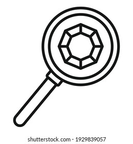 Jeweler magnifier icon. Outline jeweler magnifier vector icon for web design isolated on white background
