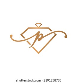 Jewelery Concept Diamond Icon Letter P Logo Design