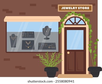 Jewelery Store Shopfront Vector Illustration