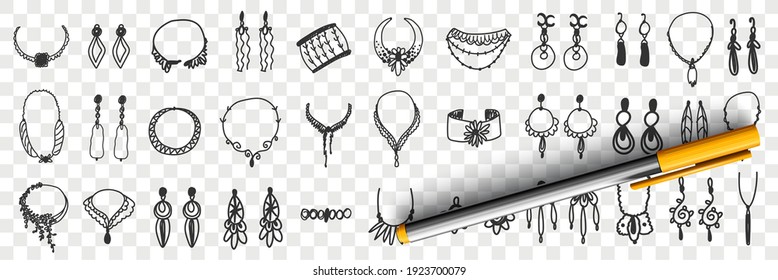 Jewellery and accessories doodle set