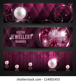 Jewellery banners set with diamond and pearls