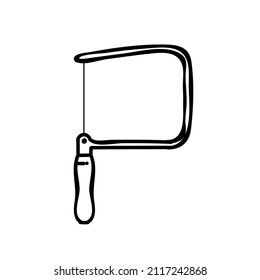 jewellery cutter saw icon black and white vector illustration. Editable outline stroke.