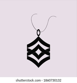 Jewellery design for neck pendent design in black and white on light color background with chain attached.