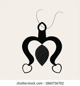 Jewellery design for neck pendent design in black and white on light color background with chain attached.