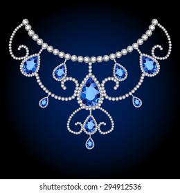 jewellery diamond decoration and sapphire. Vector  illustration