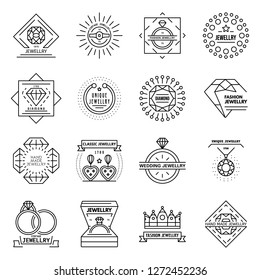 Jewellery icon set. Outline set of jewellery vector icons for web design isolated on white background