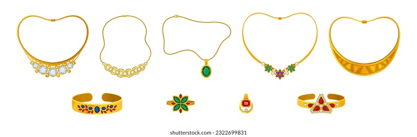 Jewellery or Jewelry Item as Personal Adornment Vector Set