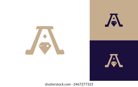 Jewellery letter A with diamond sparkling logo design