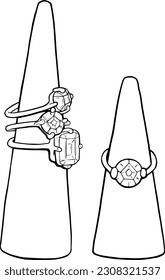 jewellery rings storage display sketch illustration drawing