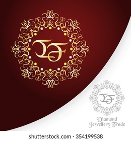 Jewellery shop logo elements. Jewellery logo made of gold and diamonds. Jewellery trade symbol. Vector illustration EPS10.