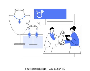 Jewellery wholesale supplier abstract concept vector illustration. Owner of the jewellery wholesale store negotiates with the dealer, distributorship company worker abstract metaphor.