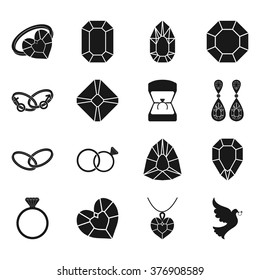 Jewelry 16 Simple Icons Set Stock Vector (Royalty Free) 376908589 ...