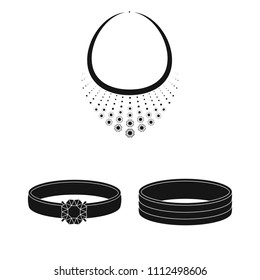 Jewelry and accessories black icons in set collection for design.Decoration vector symbol stock web illustration.