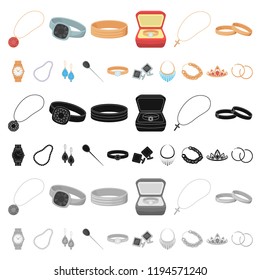 Jewelry and accessories cartoon icons in set collection for design.Decoration vector symbol stock web illustration.