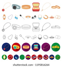 Jewelry and accessories cartoon icons in set collection for design.Decoration vector symbol stock web illustration.