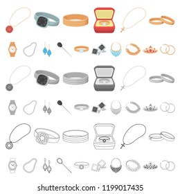 Jewelry and accessories cartoon icons in set collection for design.Decoration vector symbol stock web illustration.