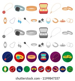 Jewelry and accessories cartoon icons in set collection for design.Decoration vector symbol stock web illustration.