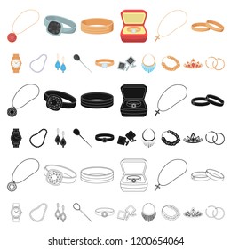 Jewelry and accessories cartoon icons in set collection for design.Decoration vector symbol stock web illustration.