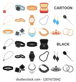 Jewelry and accessories cartoon icons in set collection for design.Decoration vector symbol stock web illustration.