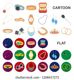 Jewelry and accessories cartoon icons in set collection for design.Decoration vector symbol stock web illustration.