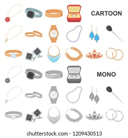 Jewelry and accessories cartoon icons in set collection for design.Decoration vector symbol stock web illustration.